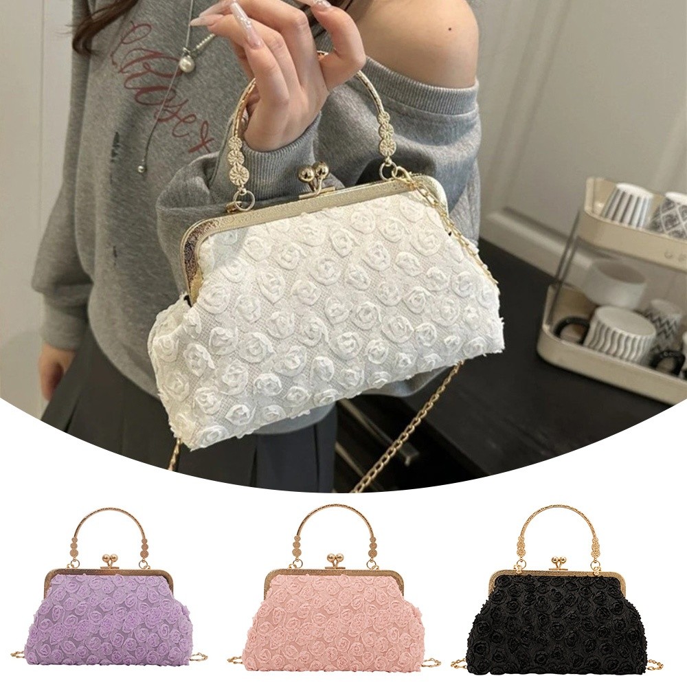 Women'S Bags Holiday - Luxury Clip Shoulder Bag 3D Flower