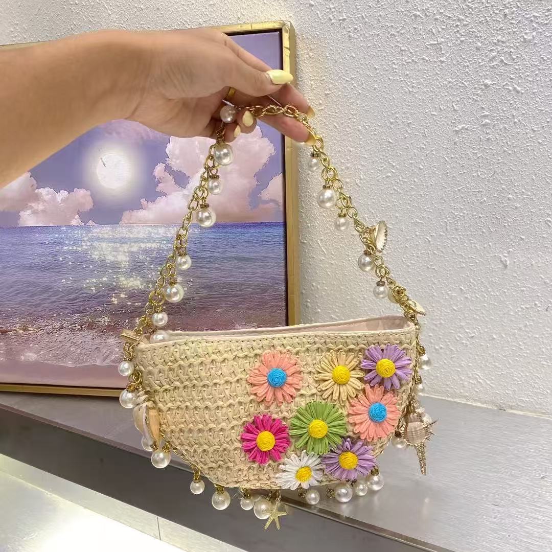 Women'S Bags Holiday - Beads Beading Chain Women Handbag Fashion