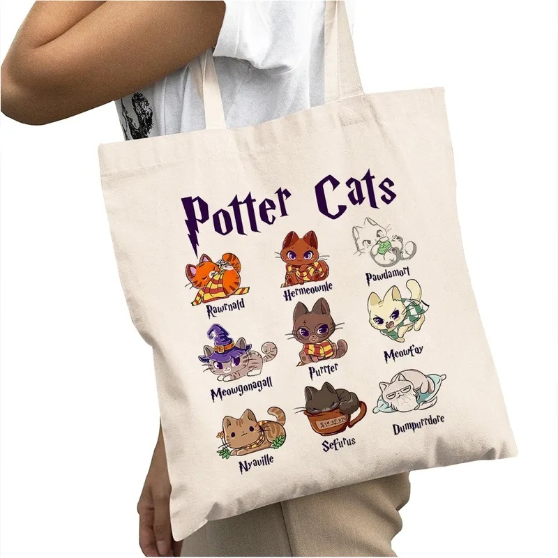 Casual Cartoon Potter Cats Wom - Shopper Tote Canvas review and price