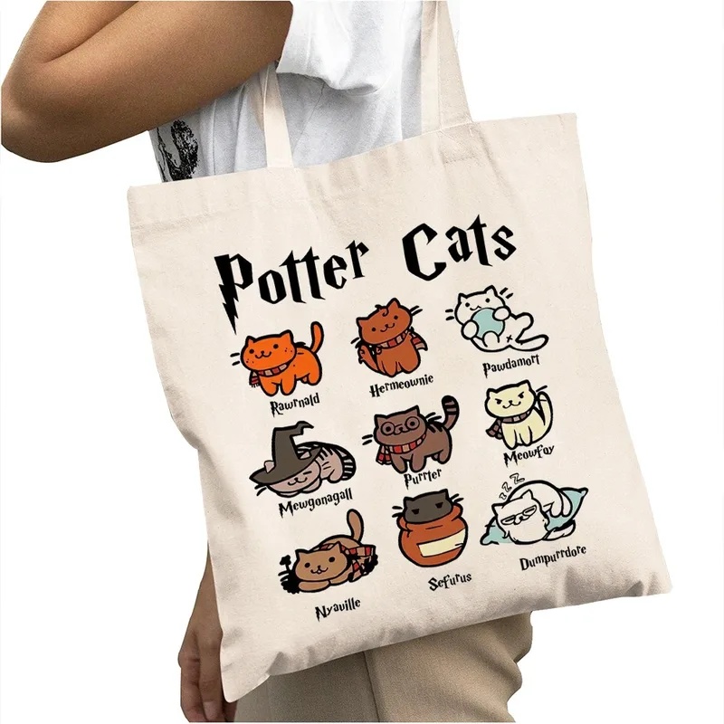 Casual Cartoon Potter Cats Wom - Shopper Tote Canvas review and price
