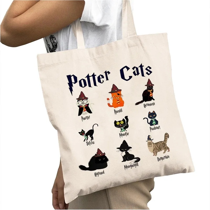 Casual Cartoon Potter Cats Wom - Shopper Tote Canvas review and price