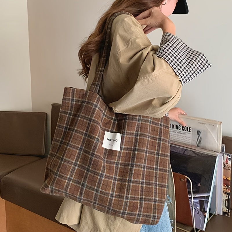 Autumn and Winter Checkered To - Shopper Tote Canvas review and price